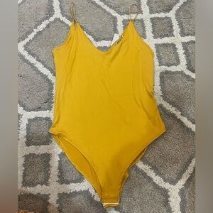 NWT gaze Mustard Yellow Spaghetti-Strap One-Piece